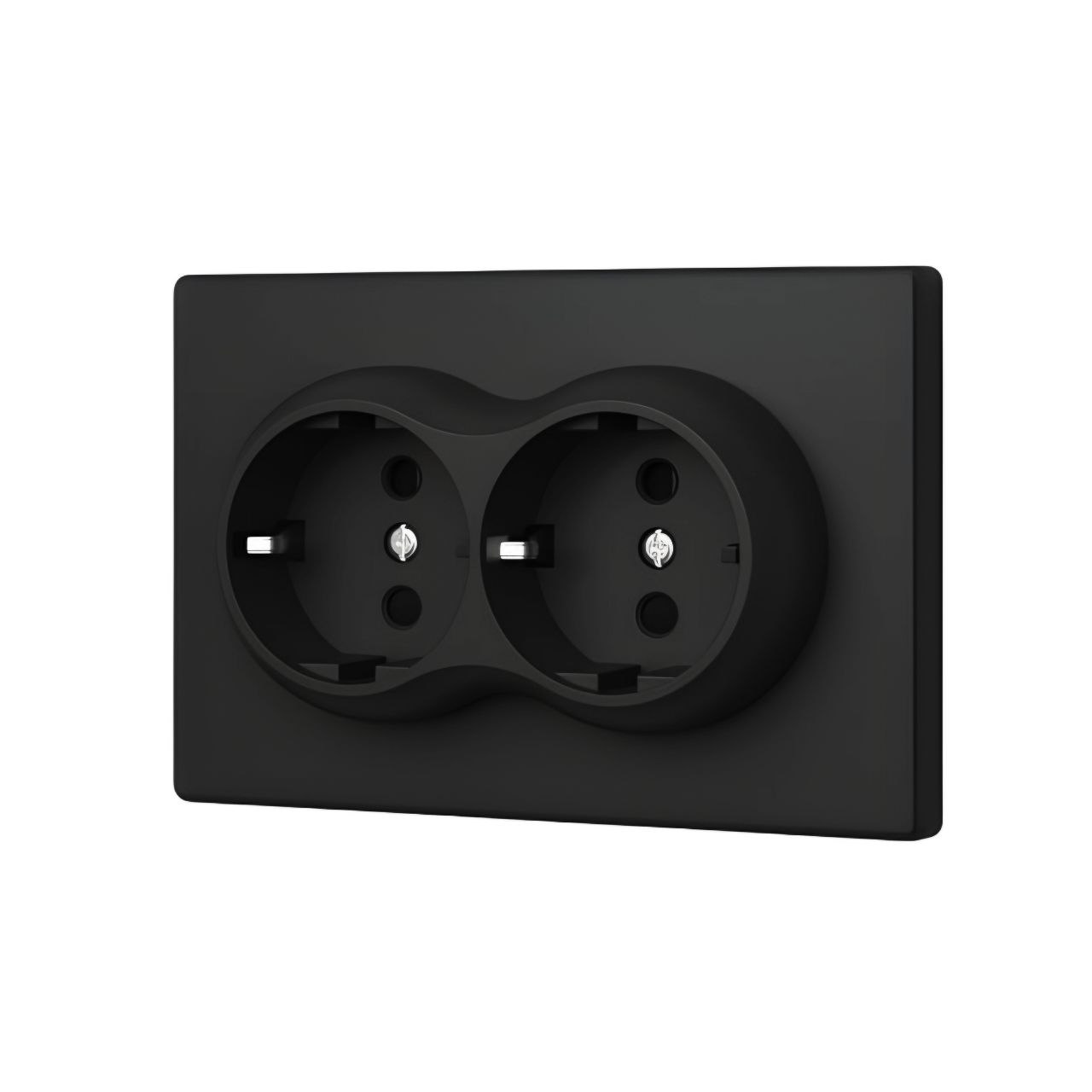 Розетка BRILUX чёрная (2-местная, с заземлением)
