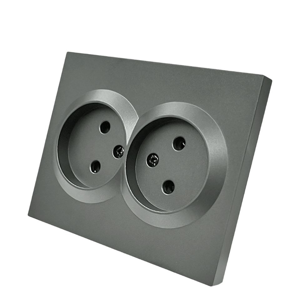 Розетка BRILUX серая (2-местная)